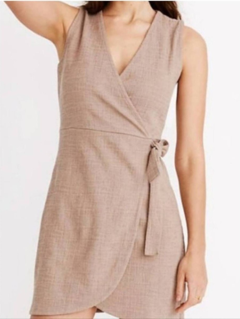Madewell Texture & Thread Crosshatch Side-Tie Dress in Telluride Stone Size M